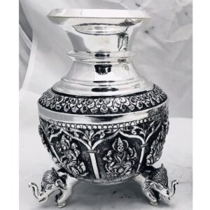 92.5 pure silver Astha lakshmi vase with hathi legs po-168-04