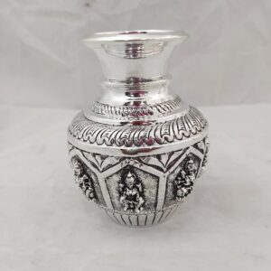 92.5 pure silver lakshmi vase in high rise carvings po-168-02