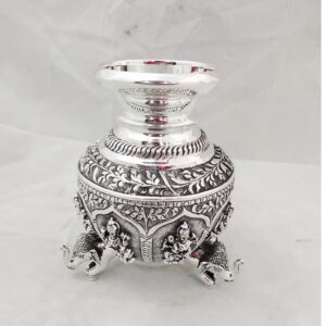 92.5 pure silver lakshmi vase with hathi legs po-168-01