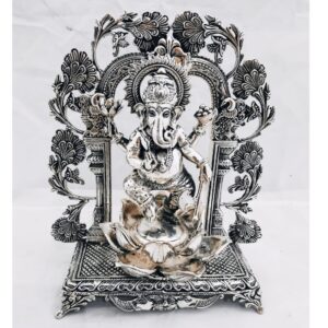 925 Pure Silver Ganesha Idol in Dancing Mudra 8Inch po-174-12