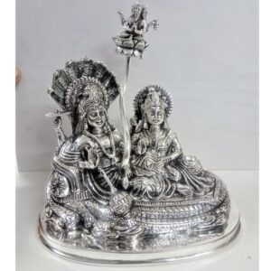 925 pure silver idol of lakshmi vishnu on sheshnag 5inch po-174-13