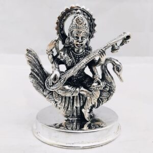 925 pure silver idol of gayatri mata on swan in antique po-174-14