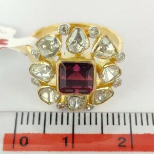 14k gold garnet diamond fusion ring