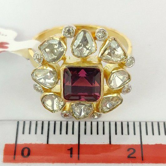 14k gold garnet diamond fusion ring - Image 2