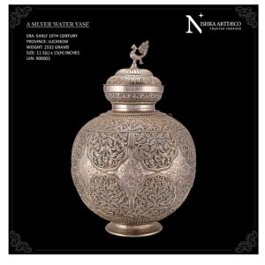 A 20c colonial indian solid silver vase , kutch c 1901