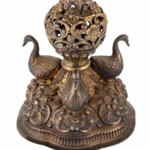 A  19C UNUSUALLY LARGE SOLID SILVER BUTTER LAMP , VARANASI C 1880