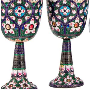 A 20c Rare Indian enamel silver surahi with glasses , Varanasi 1901