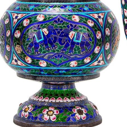 A 20c Rare Indian enamel silver surahi with glasses , Varanasi 1901 - Image 2
