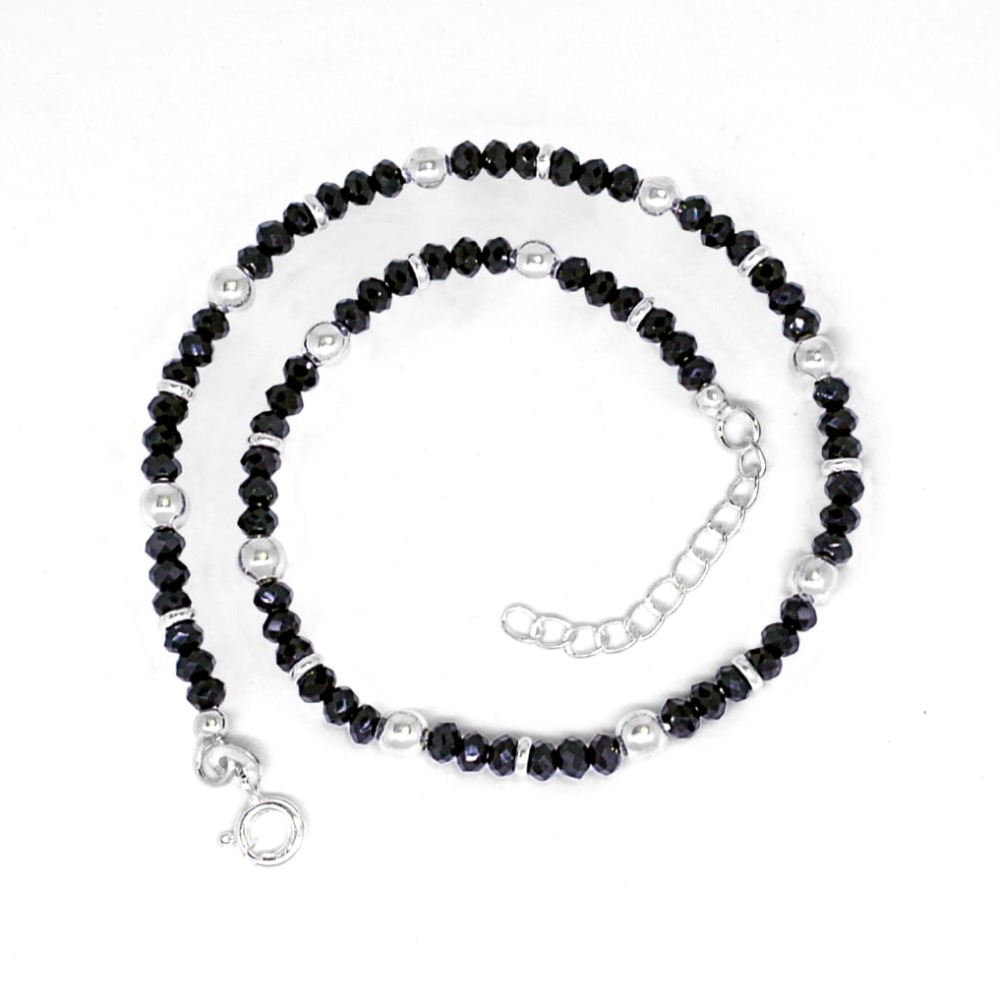 925 Silver Black Anklets For Women JP-P12