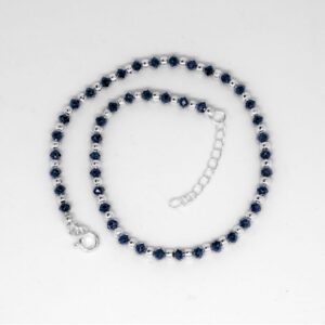 925 Sterling Silver Black Beads Anklets JP-P11