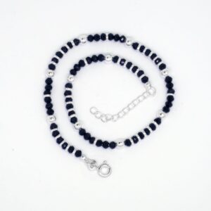 925 Silver Anklets With Black Beads JP-P10