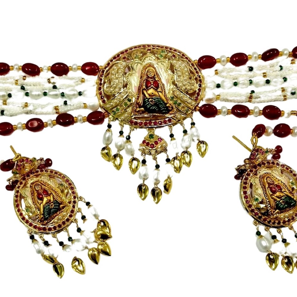 Gold Unique Fancy Necklace Set JS732