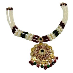 Gold Attractive Floral Fancy Necklace Set JS089