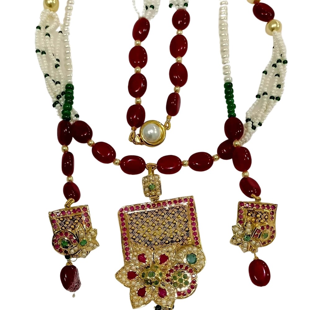 Gold delite fancy necklace set js725