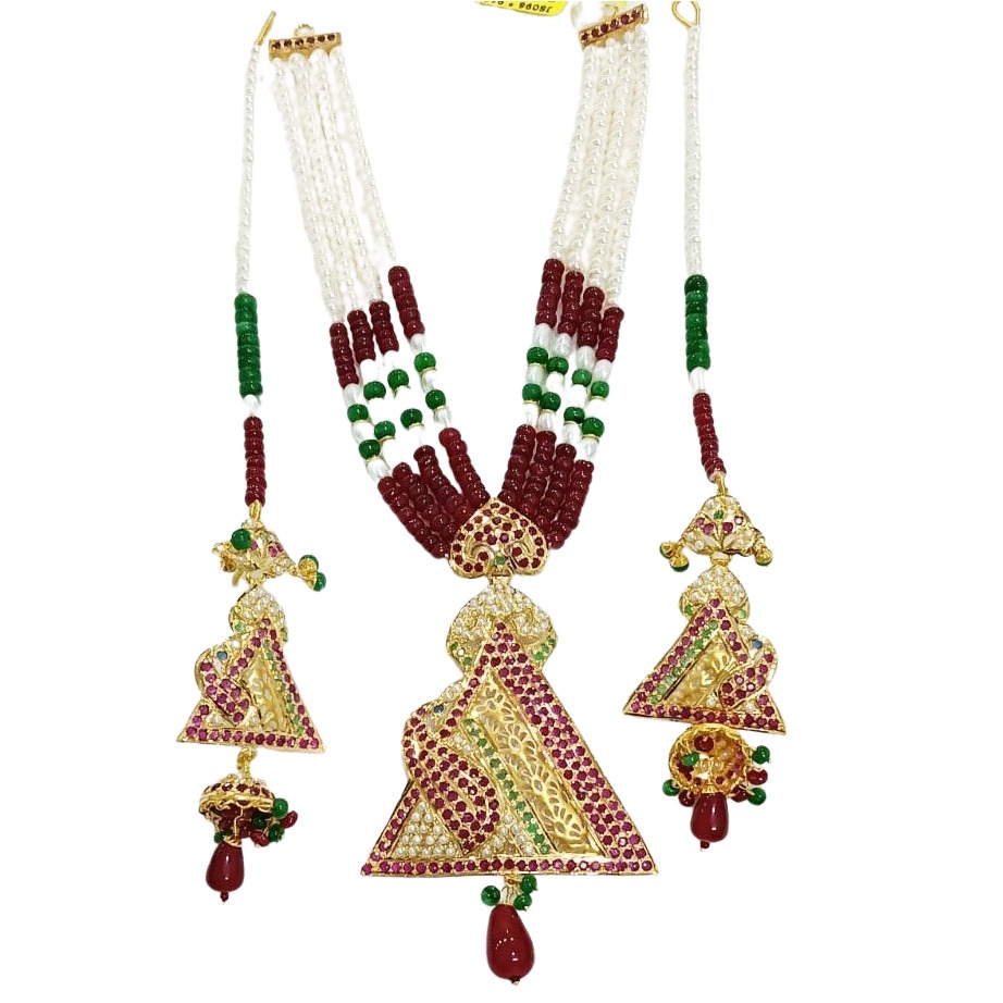 Jadau Necklace Set With and Color Stones & Mala weighted 28.210gms