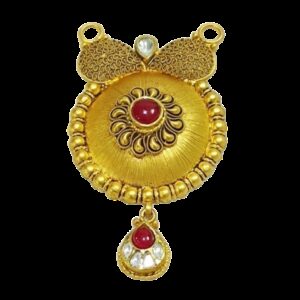 916 yellow gold delicate design pendant set ans9449