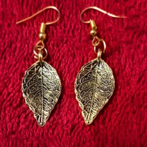 Gold Oxidised  Leaf Earing