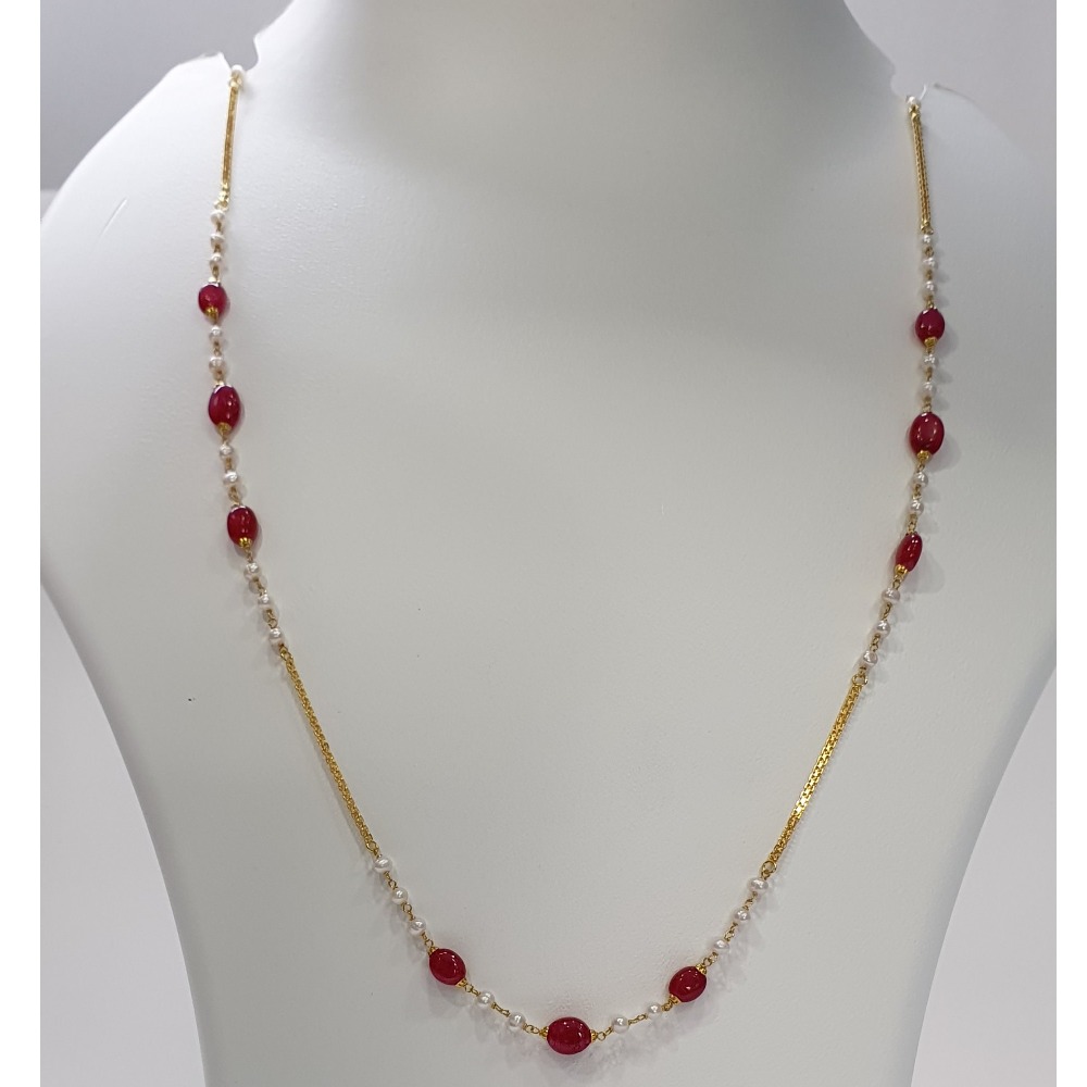 18k gold moti chain with mani