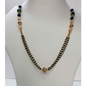 18k gold black beaded chain
