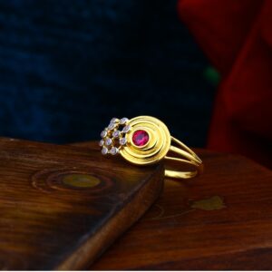 Maroon Single Stone Casting Ladies Ring