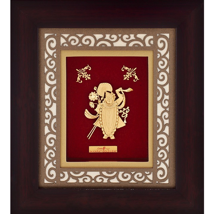 916 Gold Shrinathji Photo Frame AJ-20