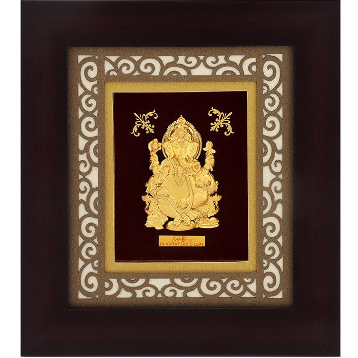 22Kt Gold Plated Ganeshji Photo Frame AJ-05