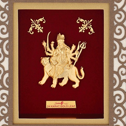 (18.5x21 cm)god mata ji divine photo frame 24 k gold - Image 2