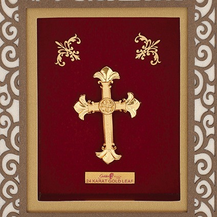 (18.5x21 cm) cross divine photo frame 24 k gold LEAF - Image 2