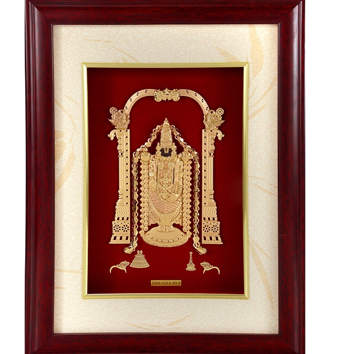 (36x48 cm) god tirupati bala ji divine photo frame 24 k gold