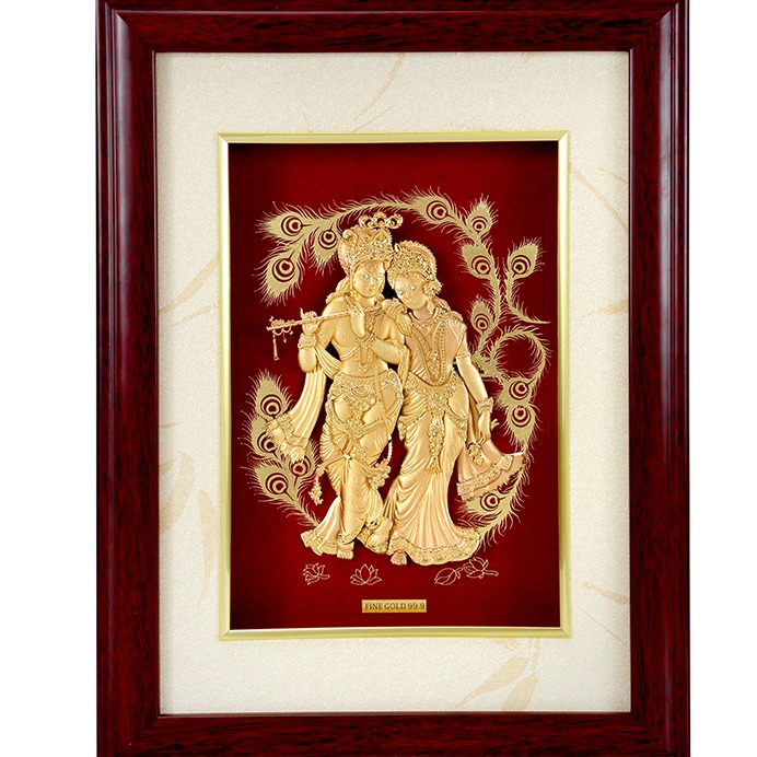 (33X42 CM)GOD RADHA KRISHNA JI DIVINE PHOTO FRAME 24 K GOLD