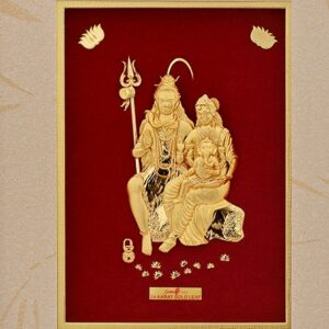 (33X42 CM)GOD SHIV PARIVAR JI DIVINE PHOTO FRAME 24 K GOLD