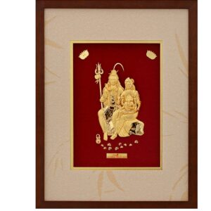 (33X42 CM)GOD SHIV PARIVAR JI DIVINE PHOTO FRAME 24 K GOLD