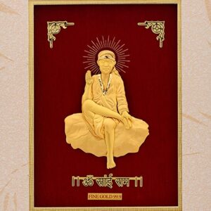 (33X42 CM)GOD SAI BABA JI DIVINE PHOTO FRAME 24 K GOLD