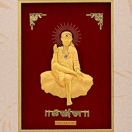(33X42 CM)GOD SAI BABA JI DIVINE PHOTO FRAME 24 K GOLD - Image 2