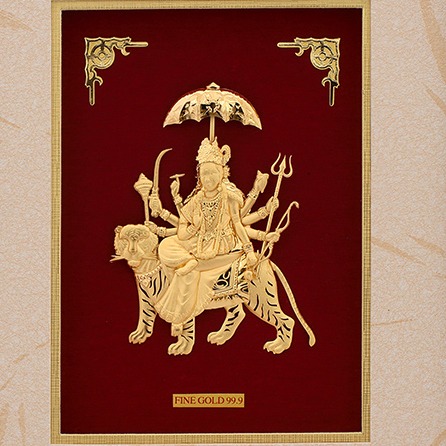 (33X42 CM)GOD DURGA MATA JI DIVINE PHOTO FRAME 24 K GOLD - Image 2