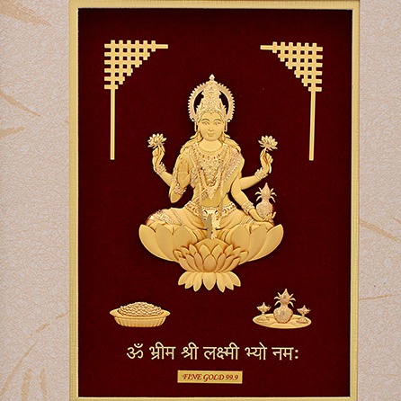 (33X42 CM) GOD LAXMI JI DIVINE PHOTO FRAME 24 K GOLD - Image 2