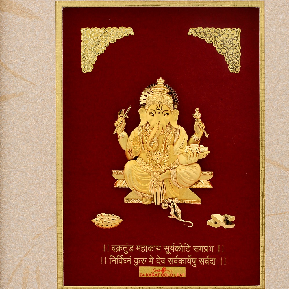 (33X42 CM)GOD GANESH JI DIVINE PHOTO FRAME 24 K GOLD - Image 2