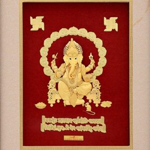 (24X30 CM) God ganesh ji divine photo frame 24 k gold