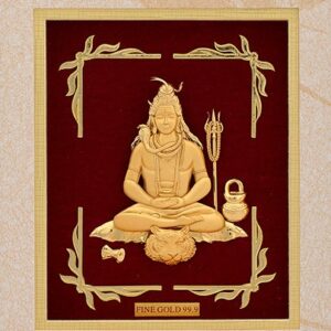 (20X25 CM) God shiv ji divine photo frame 24 k gold