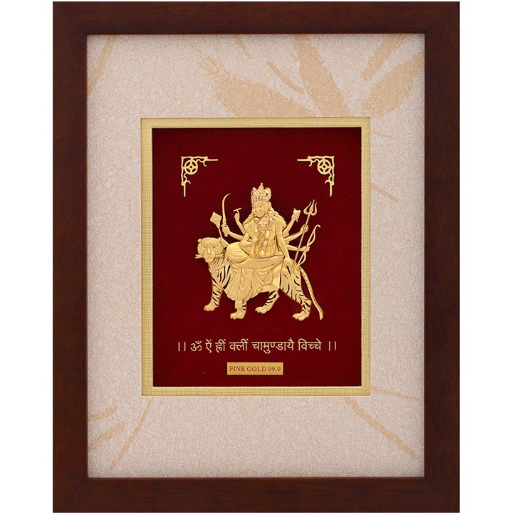 GOD GURGA MATA JI DIVINE PHOTO FRAME 24 K GOLD
