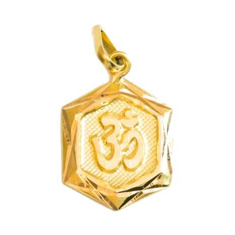 22 k gold om pendent hexa shape