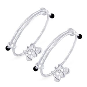 silver 925 sterling silver bell ending baby bangle for kids RJ-S9B06