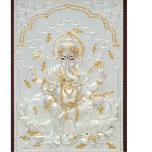 Lotus ganesha 999 pure silver god photo frame RJ-SGA003