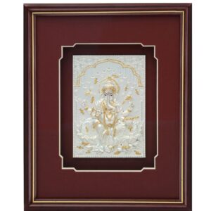 Lotus ganesha 999 pure silver god photo frame RJ-SGA003