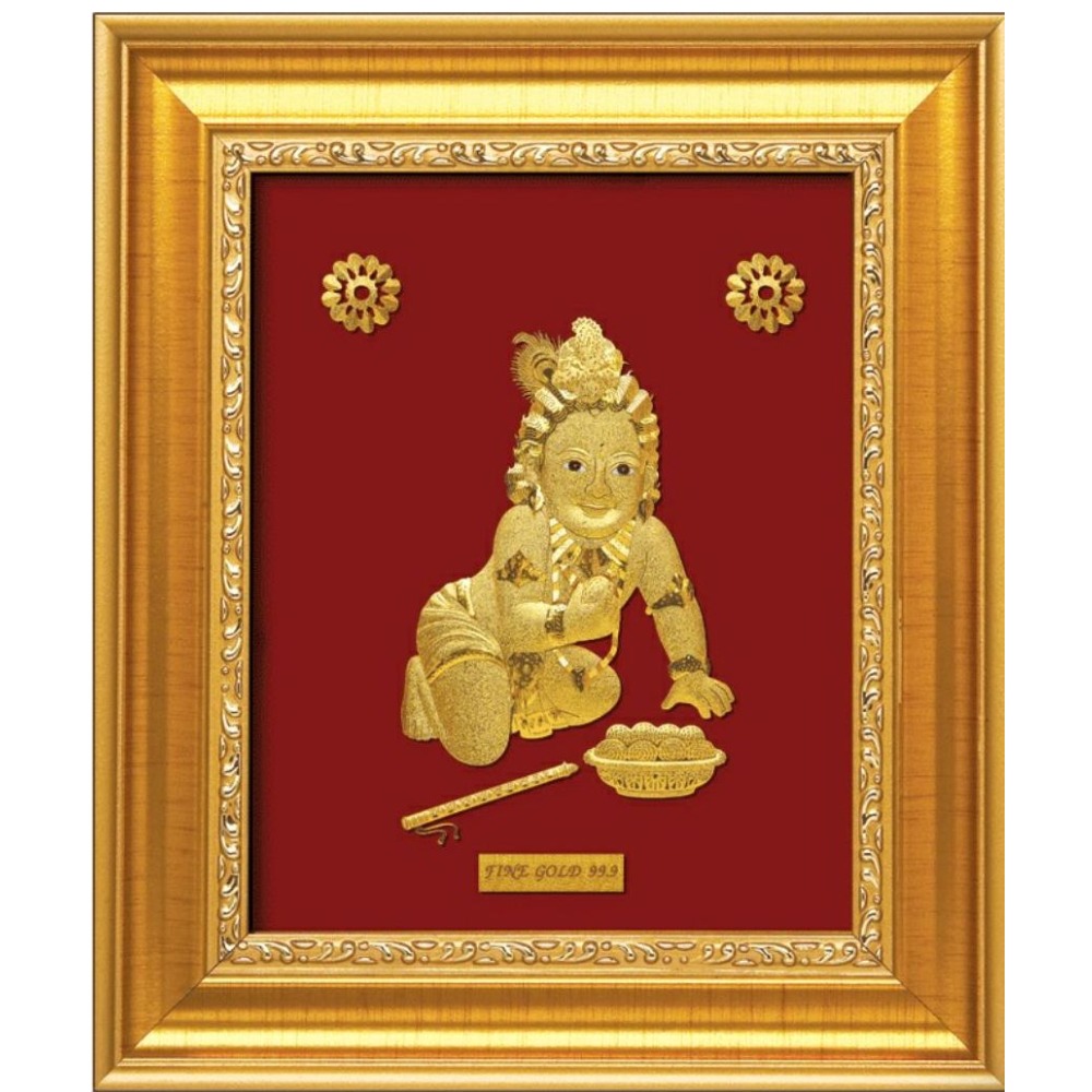 24k gold plated ladoo gopal photo frame rj-pga06