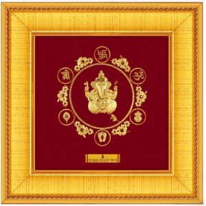 24 K  GOLD GOD GANESHA WITH SYMBOLS PHOTO FRAME RJ-PGA11