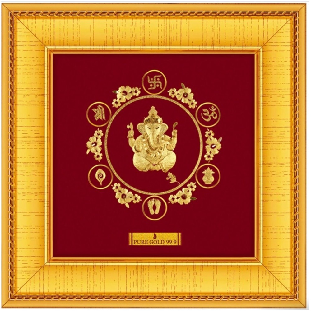 24 K  GOLD GOD GANESHA WITH SYMBOLS PHOTO FRAME RJ-PGA11