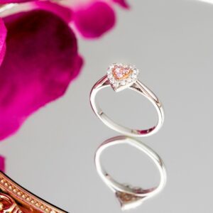 PINK RING HEART SHAPE DIA RING