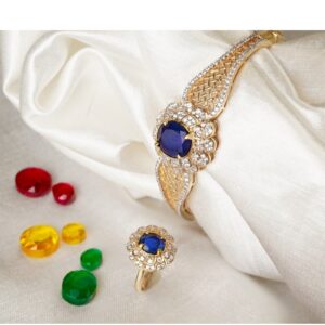 18KT Changeble stone bracelet with ring