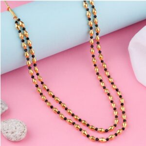 Dholki Style Mala Design In Gold